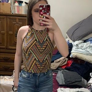 Aztec print Halter Tank top